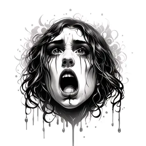 Crying Tattoo Design Combining