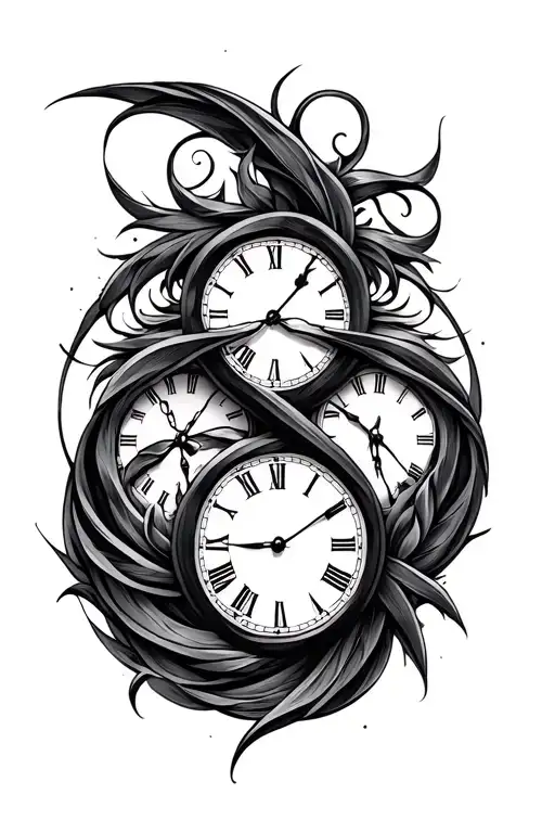 Two Clocks Intertwined Symbolizing Infinity