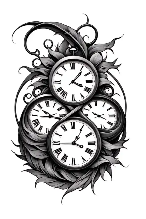 Two Clocks Intertwined Symbolizing Infinity
