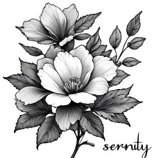 Flower With Cursive Name Serenity In The Stem