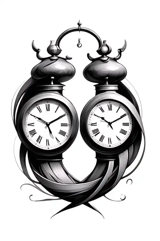Two Clocks Intertwined Symbolizing Infinity