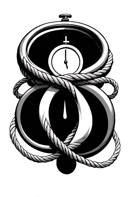 Two Clocks Tied Together By Rope Creating An Infinity Symbol