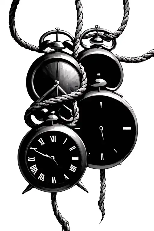 Two Clocks Bound Together By Rope Creating An Infinity Symbol