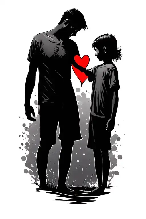 Dad And Son Holding Hands Holding A Heart