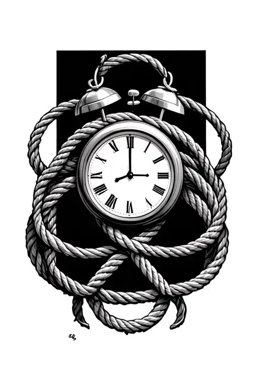 Two Clocks Bound Together By Rope Creating An Infinity Symbol