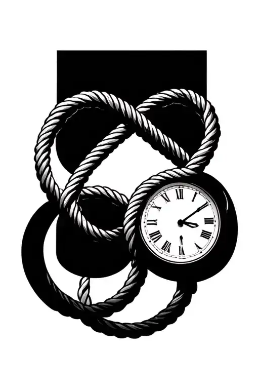 Two Clocks Bound Together By Rope Creating An Infinity Symbol