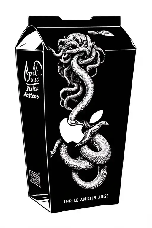 Apple Juice Carton With Medusa Snake Hair