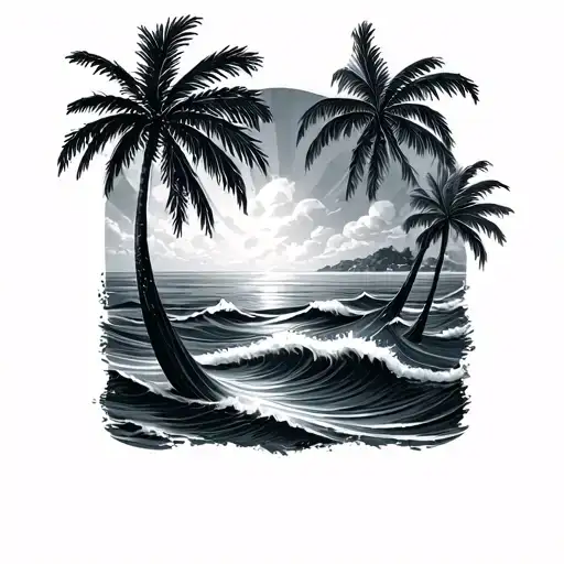 Palm Trees And Waves