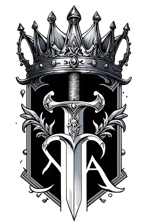 Sword With Crown With The Letters Ma