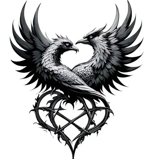Phoenix Pentagram Hearth Symbol Infinity Symbol Intertwined