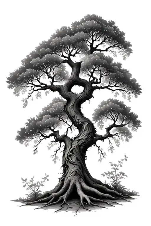 Oak Trees With Vines And Branches