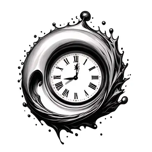 Salvador Dali's Melting Clock Inside An Enso Circle Open On The Right