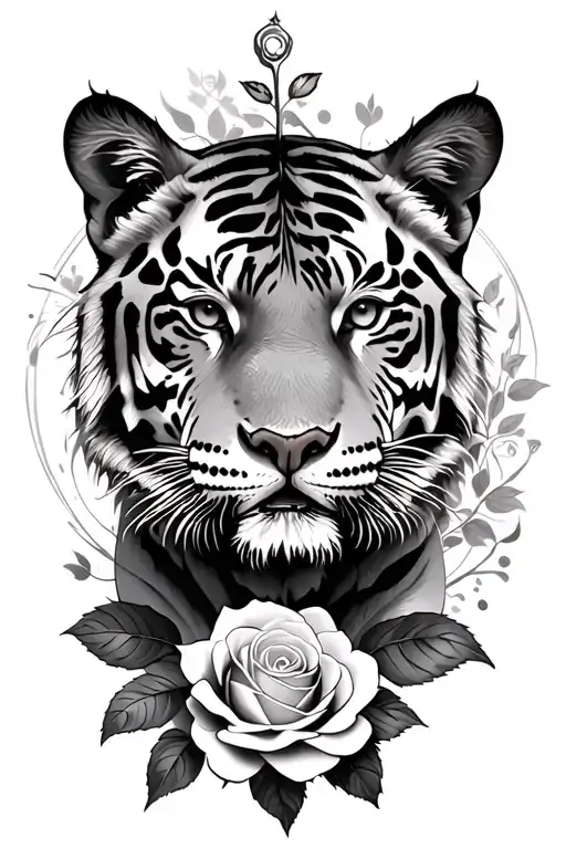 Tiger And Rose And Clock