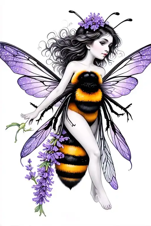 Lavender Fairy On A Bumblebee Flying