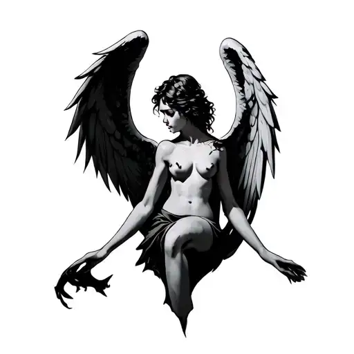 Fallen Angel With Torn Wing