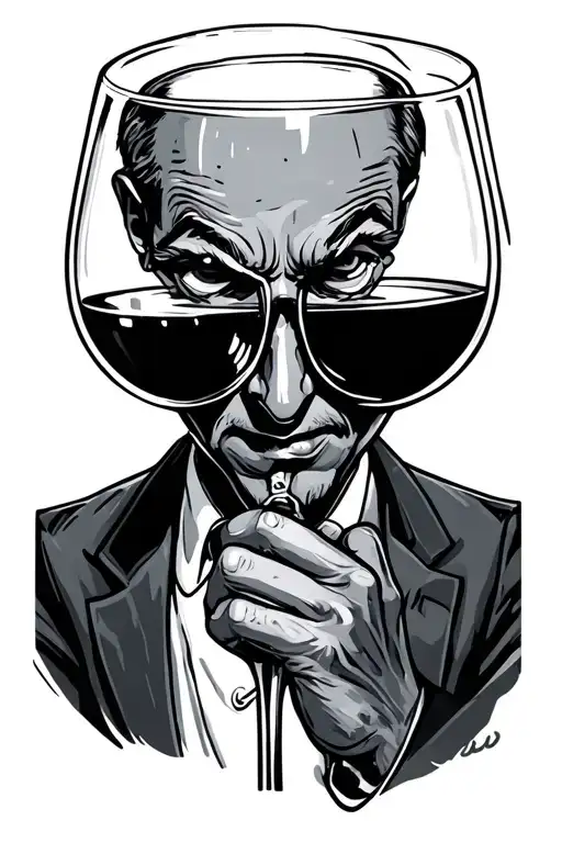 Cartoon Man With Wine Glass Head