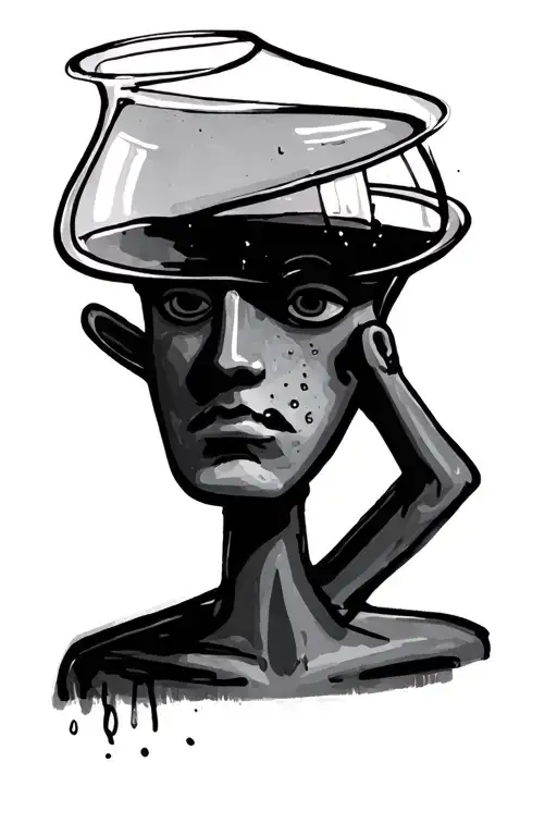 Stick Figure Man With A Wine Glass As His Head