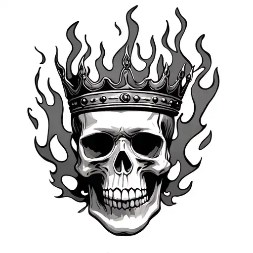 Skull Wearing A Crown Of Flames