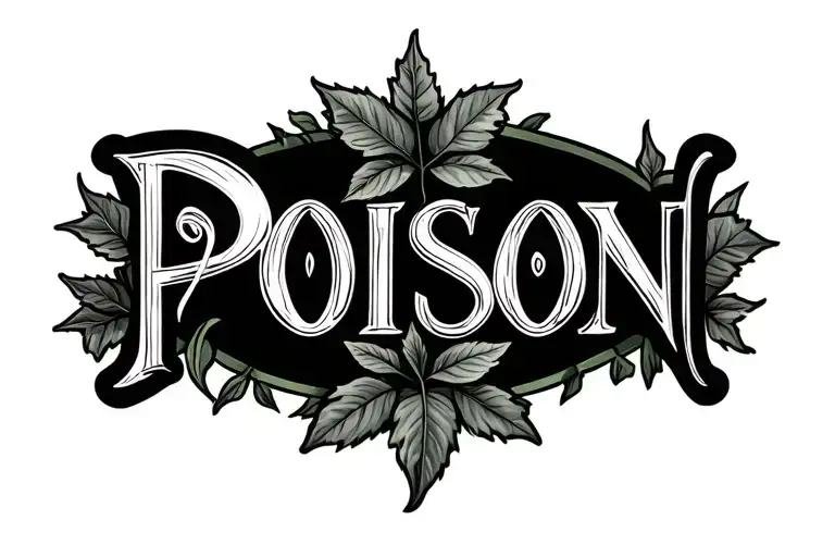 Small Poison Ivy Vine With The Word Poison In The Middle In A Pretty Cursive Font
