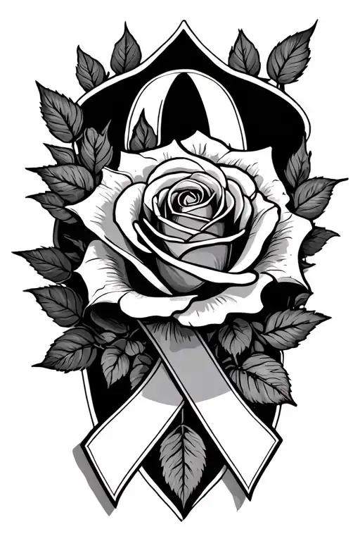 Roses And Cancer Ribbon