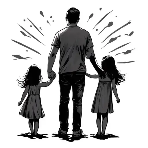 Father & 2 Daughters Holding Hands