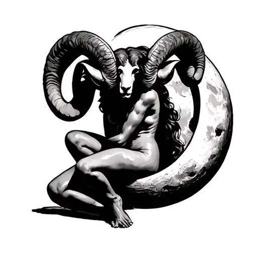 Aries Full Body Leaning On Full Moon