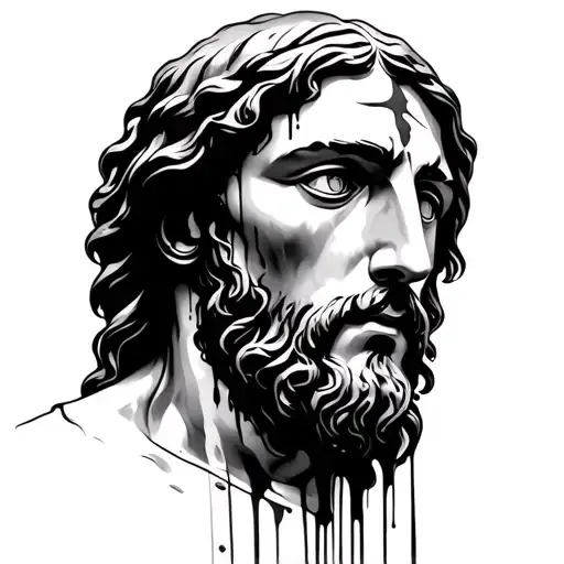 Side View Of Jesus Chirst Full Of Blood Dripping And Eyes Are Close