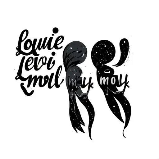Space Tattoo With The Names Louie Levi And Molly In