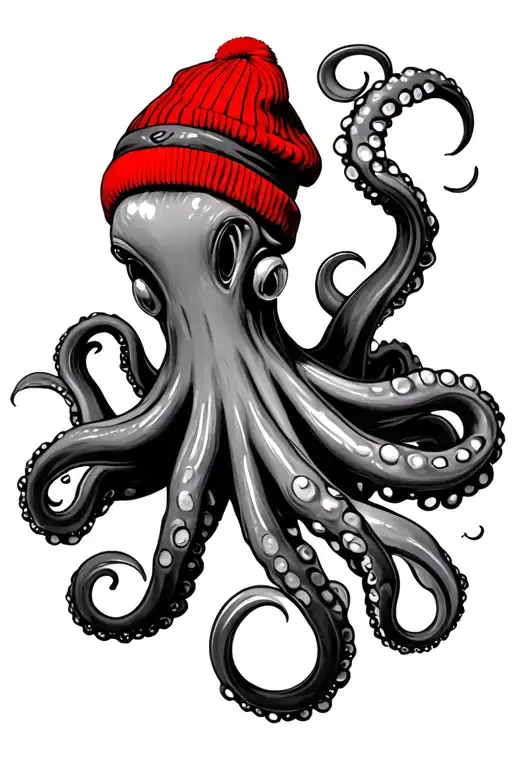 Octopus With A Red Beanie