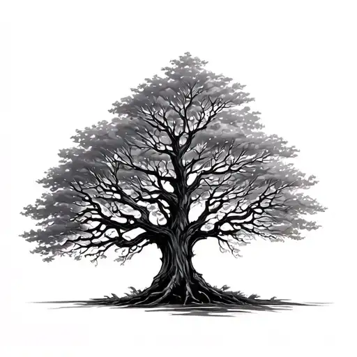 Large Tree Without Leaves Mushroom Background