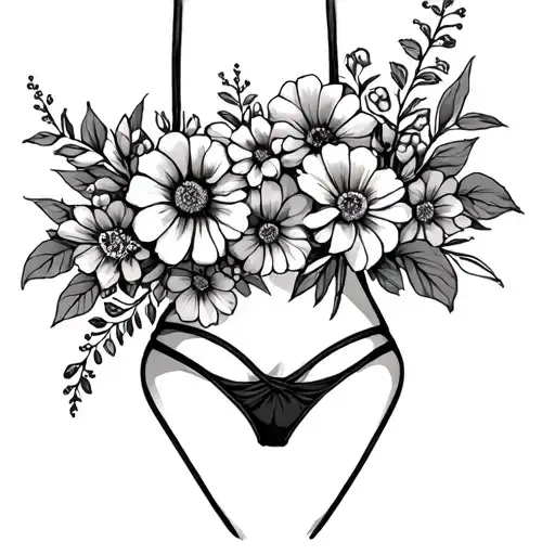 Flower Bouquet Under Bikini Line