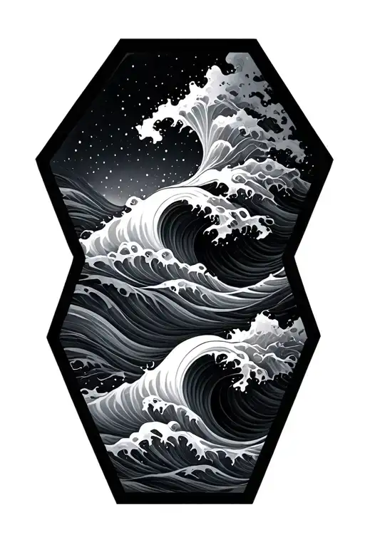 Hexagon Shape With Waves Inside