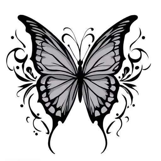 Tribal Butterfly Tramp Stamp