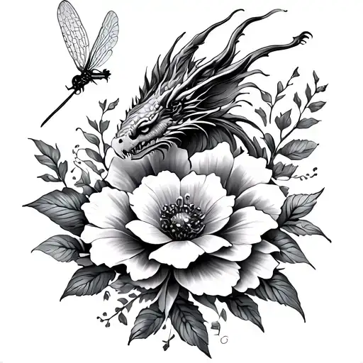 Full Spine Tattoo With Birth Flowers And A Dragon Fly At The Top
