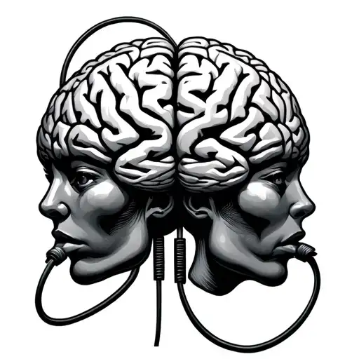 Two Brain Cells And A Cable Cord Connected