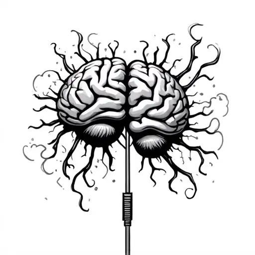 Two Brain Cells And A Cable Cord Connected Feminine