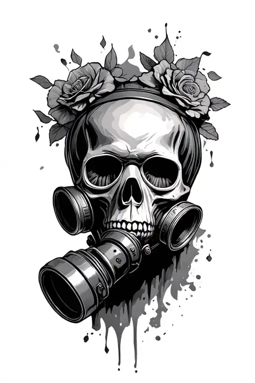 Skull Wearing Gas Mask