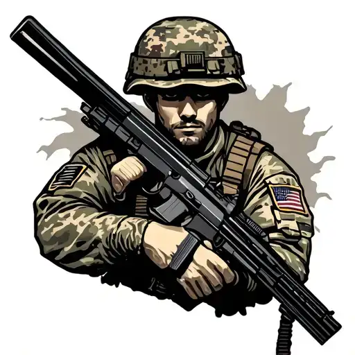 Us Army Infantry 3Rd Brigade Soldier Holding A Gun