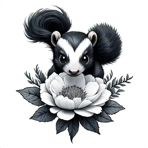 Skunk With Flower Blooming