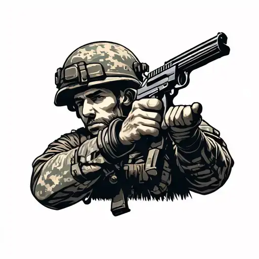 Us Army Infantry 3Rd Brigade Soldier Holding A Gun