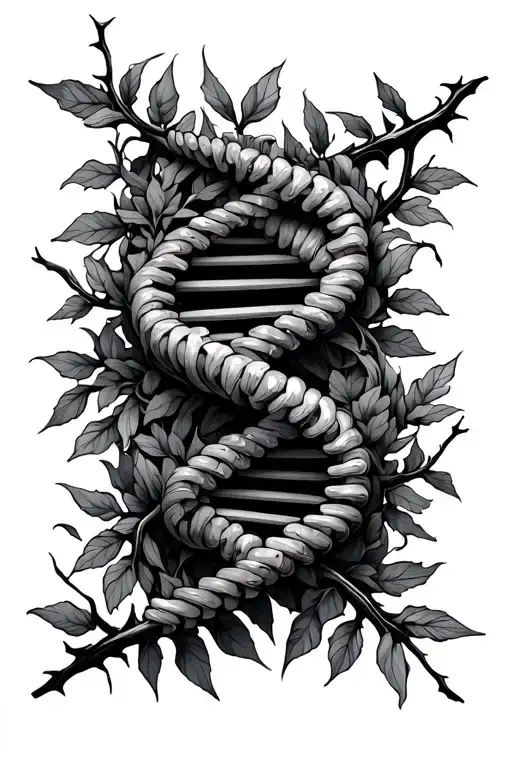 Dna Helix Like Vines With Leaves And Thorns