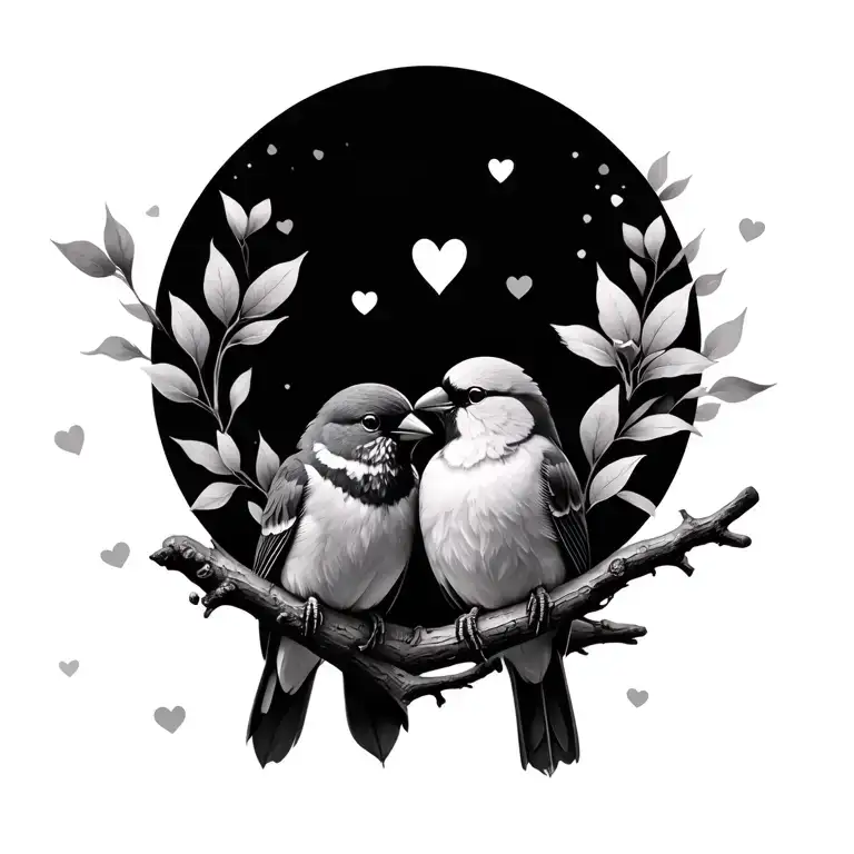Love Birds Sitting On A Branch