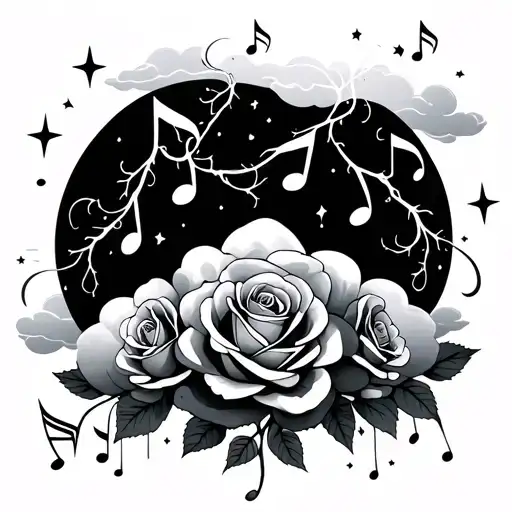 Clouds Stars Lightening Music Notes Roses