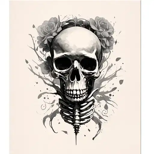 Throat Tatto With Trachea Skelton