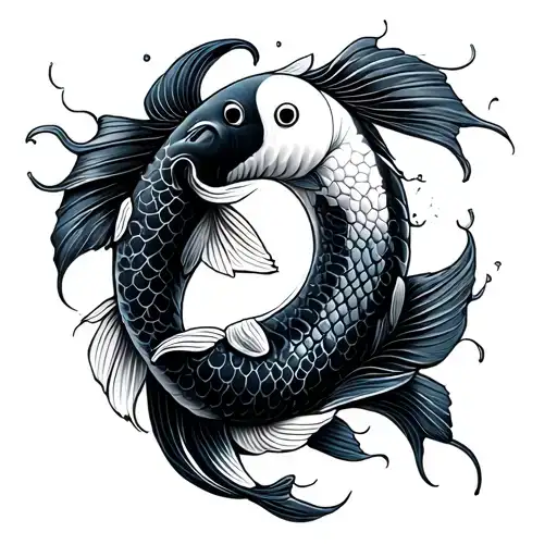 Yin Yang Koi Fish Jumping