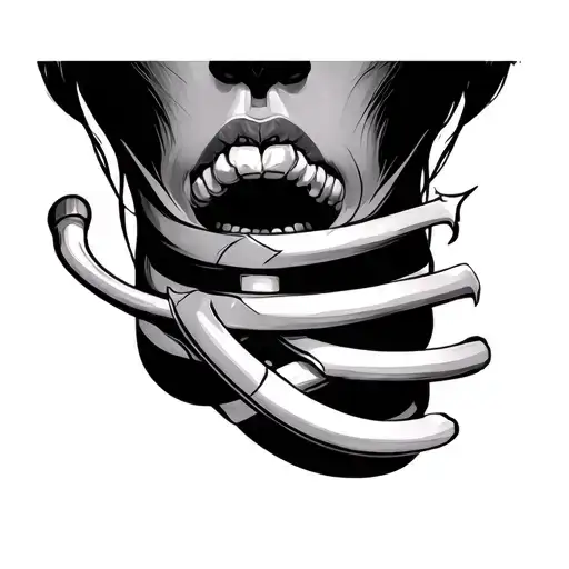 Throat Tatto With Trachea