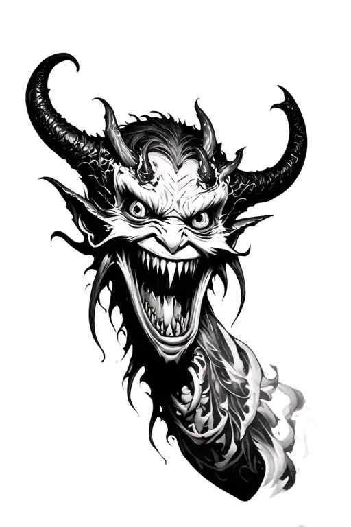 Blackout Full Arm That Resembles Kind Of A Demon With Many Eyes And Fangs