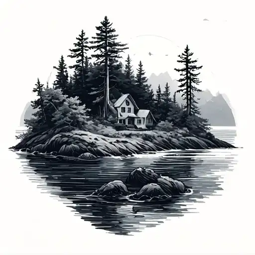 Sea Cove With A Forest