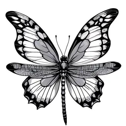 Butterfly And Dragonfly Perched