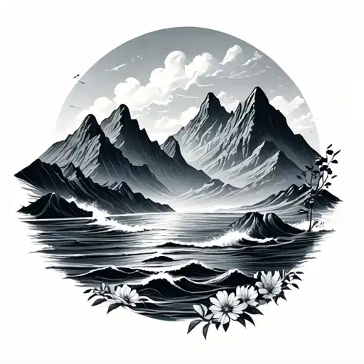 Flowers Mountains Ocean